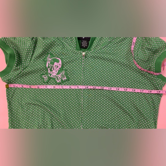 Morbid Threads Y2K Punk short sleeve full zip hoodie jacket skull & hearts NEW - Picture 6 of 6